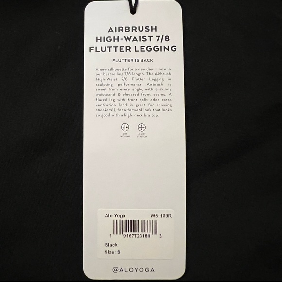 Alo Yoga Leggings Airbrush 7/8 High Waist Flutter in Black NWT Small - Picture 12 of 12